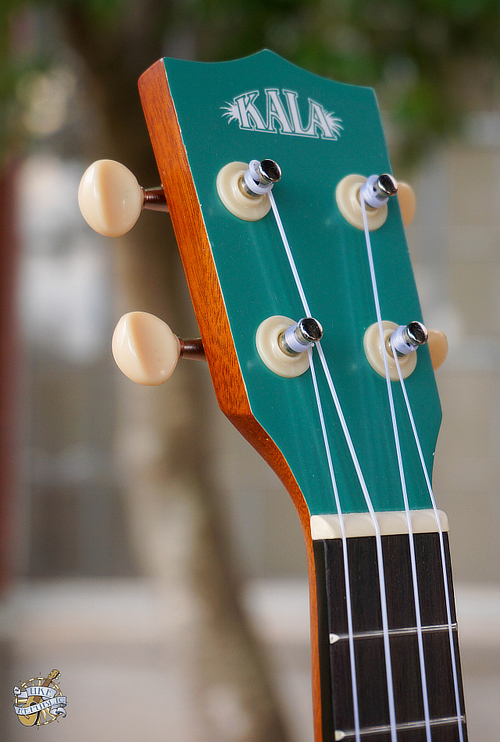 Picture showing the headstock of the Kala giveaway ukulele