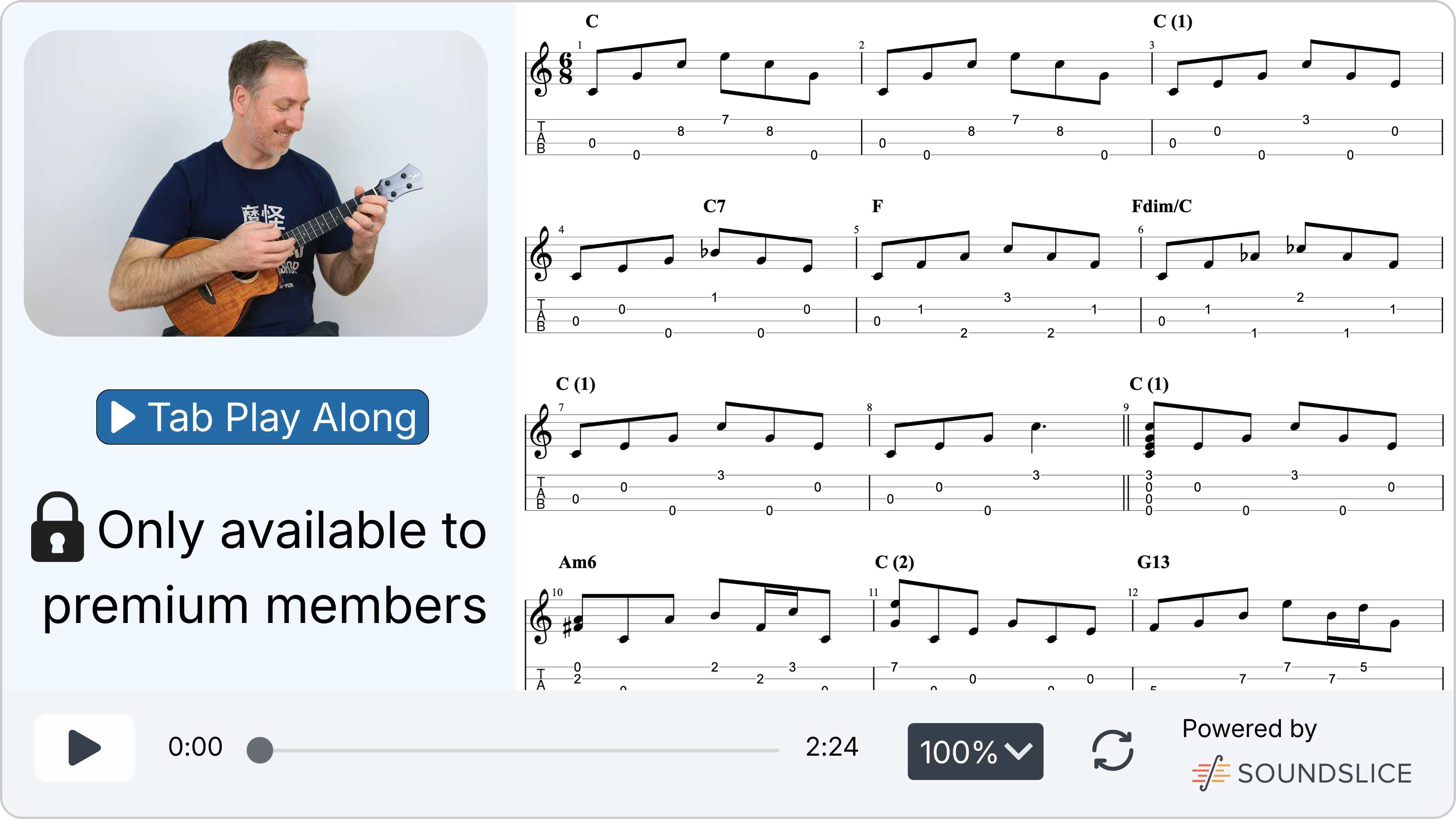 Tab player only available to premium members