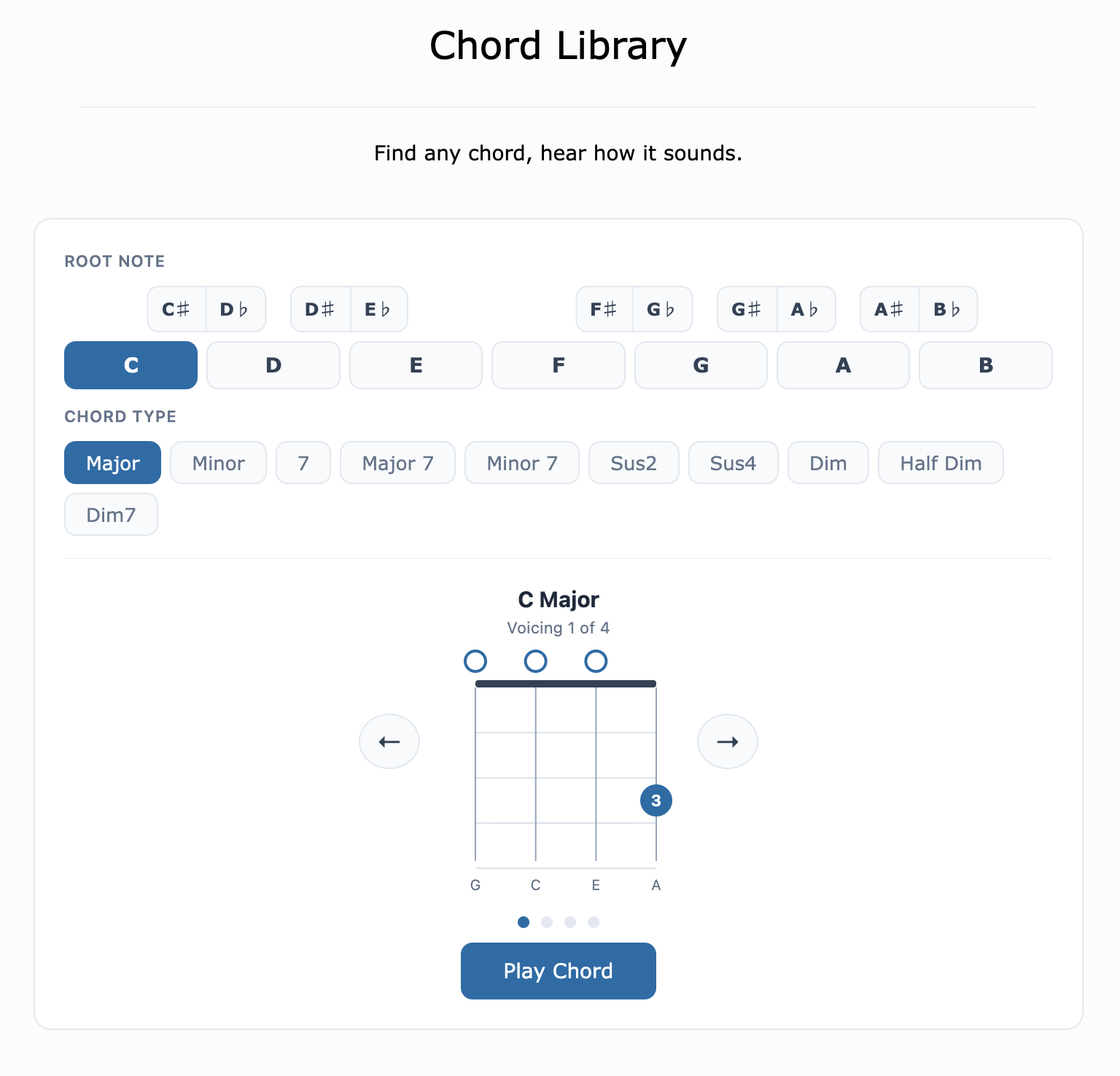 Rock Class 101 Chord Library Tool