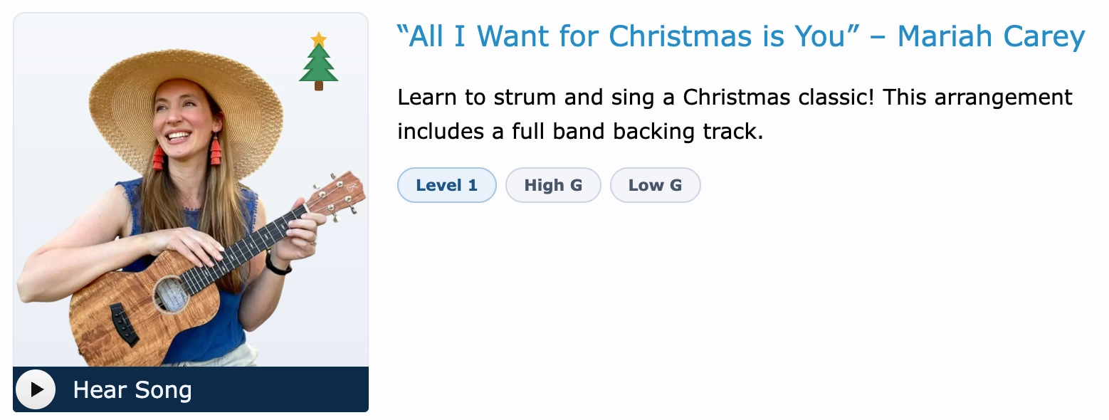 Song listing showing two grey colored pills for tuning, one blue colored pill for difficulty
